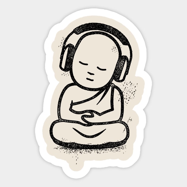 Buddha Headphones - Buddhist Monk DJ Sticker by propellerhead